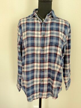 Brandy Melville Blue Plaid Button-Down Shirt